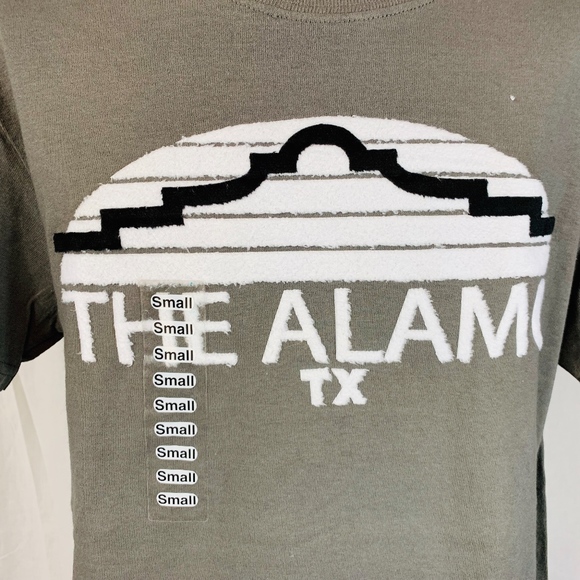 The Alamo Raised Print Spell Out Gray Crew Neck Sm - Picture 3 of 8